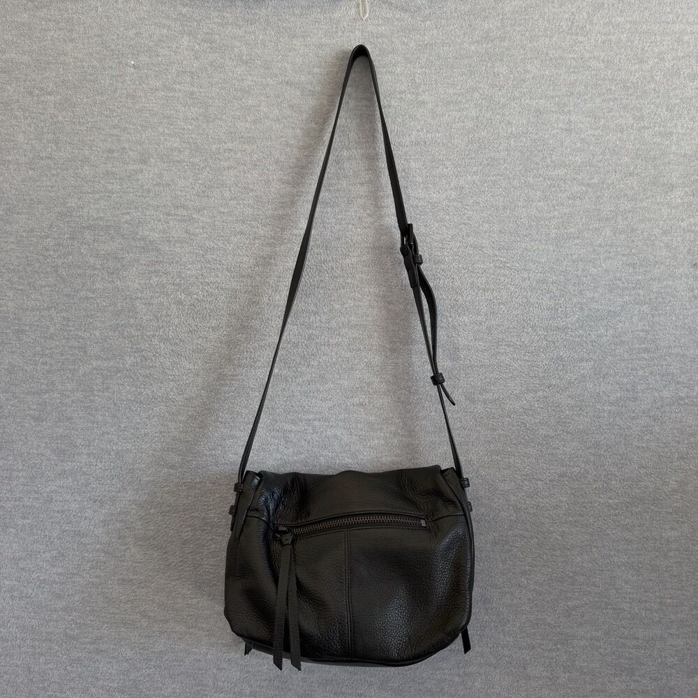 Aimee Kestenberg Black Supple Slouchy Leather Crossbody Double Entry Travel Bag - Picture 2 of 12